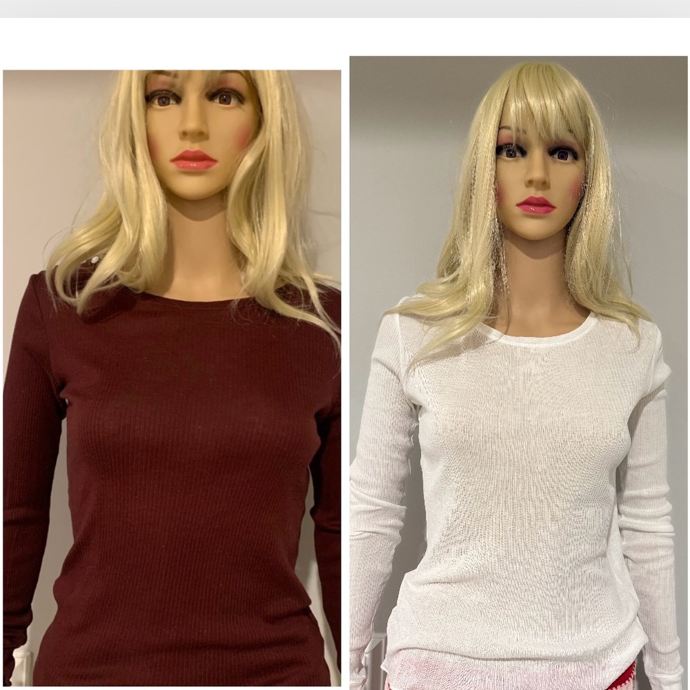 Theory bundle vintage burgundy and white  Long Sleeve Fitted Tee